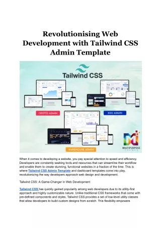 Revolutionising Web Development with Tailwind CSS Admin Template