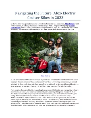 Navigating the Future - Abzo Electric Cruiser Bikes in 2023