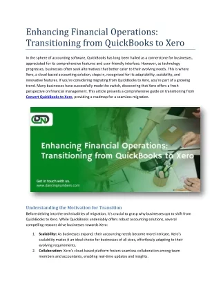 Enhancing Financial Operations Transitioning from QuickBooks to Xero