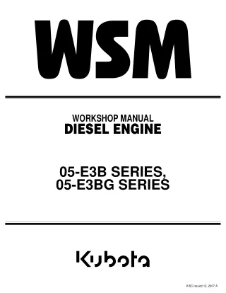KUBOTA D1105-E3BG DIESEL ENGINE Service Repair Manual
