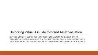 Unlocking Value: A Guide to Brand Asset Valuation