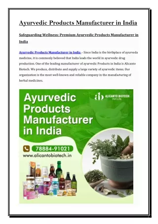 Ayurvedic Products Manufacturer in India