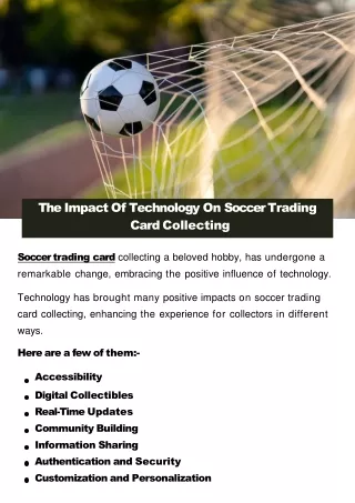 The Impact Of Technology On Soccer Trading Card Collecting