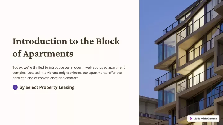 introduction to the block of apartments