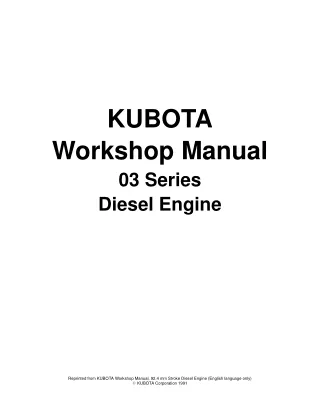 KUBOTA D1403-B(E) DIESEL ENGINE Service Repair Manual