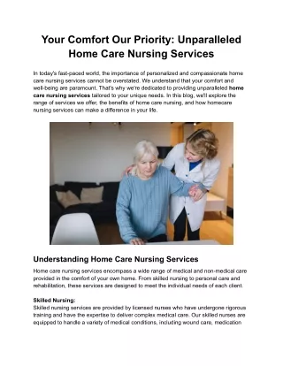 Your Comfort Our Priority_ Unparalleled Home Care Nursing Services