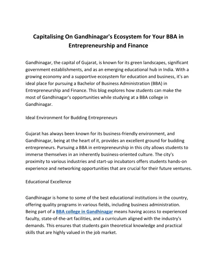 capitalising on gandhinagar s ecosystem for your