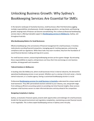 Unlocking Business Growth_ Why Sydney's Bookkeeping Services Are Essential for SMEs