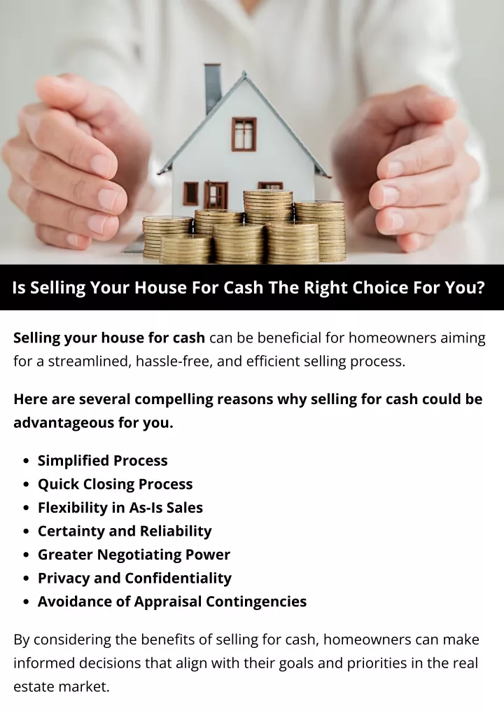 is selling your house for cash the right choice