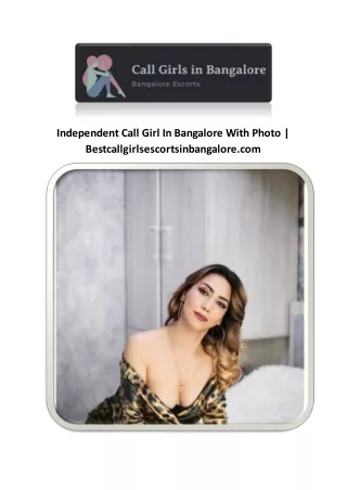 Independent Call Girl In Bangalore With Photo  Bestcallgirlsescortsinbangalore com