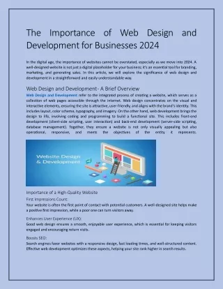 The Importance of Web Design and Development for Businesses 2024