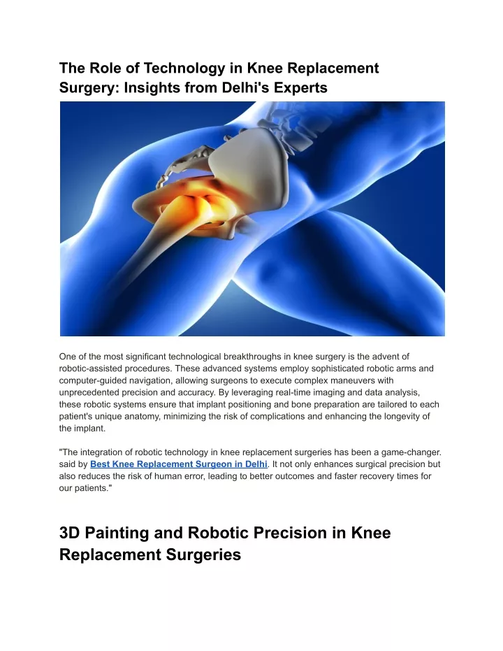 the role of technology in knee replacement