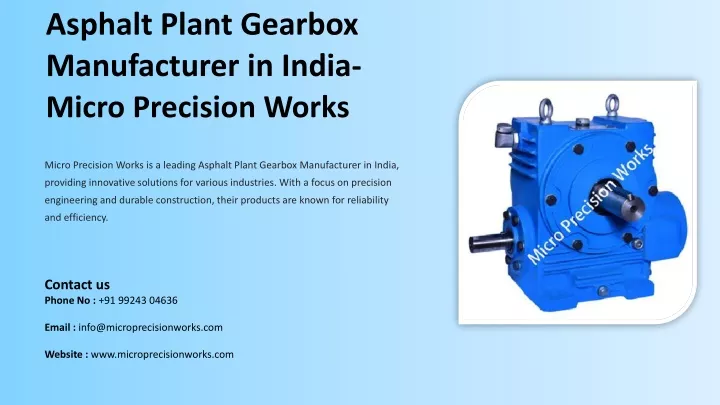 asphalt plant gearbox manufacturer in india micro