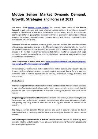 motion sensor market dynamic demand growth