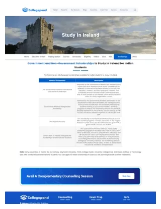Scholarship for studying in Ireland - Collegepond