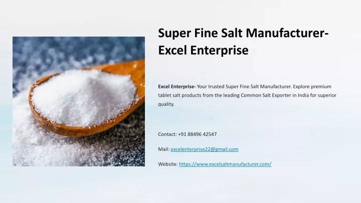 super fine salt manufacturer excel enterprise