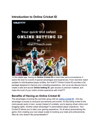 Online cricket ID: Get your quick and safest online cricket id by Virat777