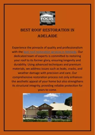 Best Roof restoration in Adelaide