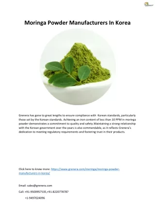 Moringa Powder Manufacturers In Korea