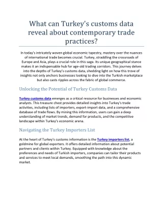 What can Turkey's customs data reveal about contemporary trade practices