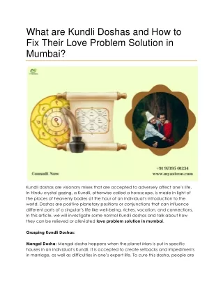 what are kundli doshas and how to fix their love