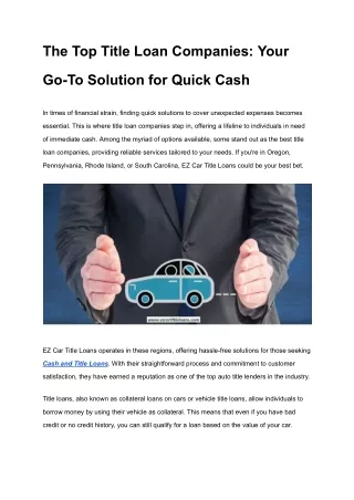 The Top Title Loan Companies_ Your Go-To Solution for Quick Cash _ www.ezcartitleloans.com