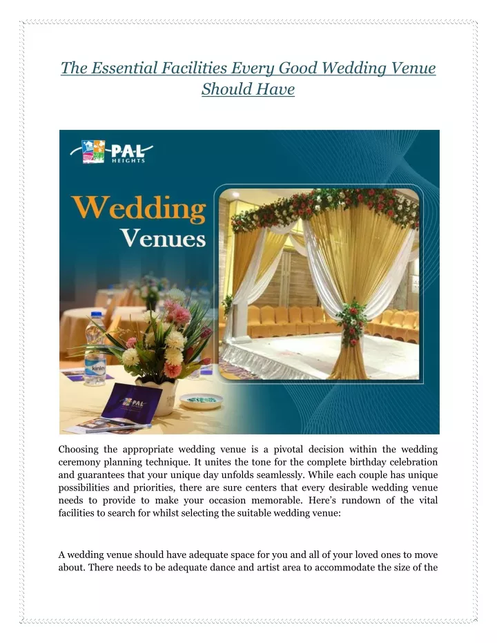 the essential facilities every good wedding venue
