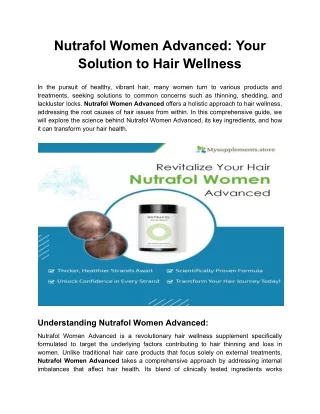 Nutrafol Women Advanced Your Solution to Hair Wellness