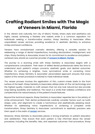 Crafting Radiant Smiles with The Magic of Veneers in Miami, Florida