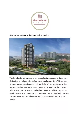 Real estate agency in Singapore -The condo