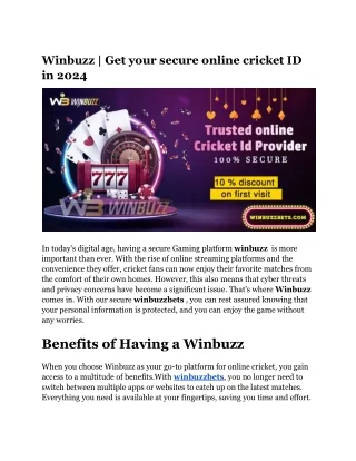 Winbuzz _ Get your secure online cricket ID in 2024