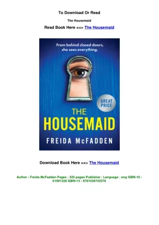 pdf Download The Housemaid By Freida McFadden
