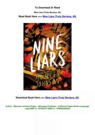 pdf DOWNLOAD Nine Liars (Truly Devious, #5) By Maureen Johnson