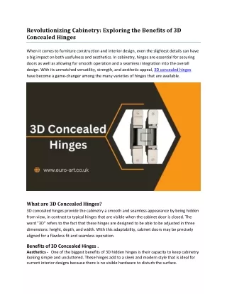 3D Concealed Hinges