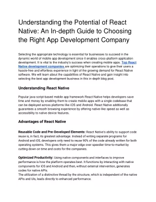 understanding the potential of react native