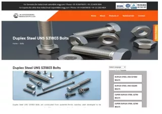 Duplex Steel UNS S31803 Bolts