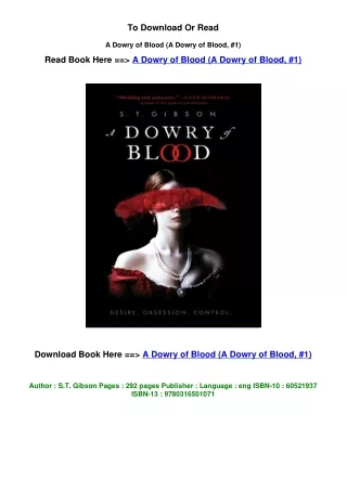 DOWNLOAD epub A Dowry of Blood (A Dowry of Blood, #1) by S.T. Gibson