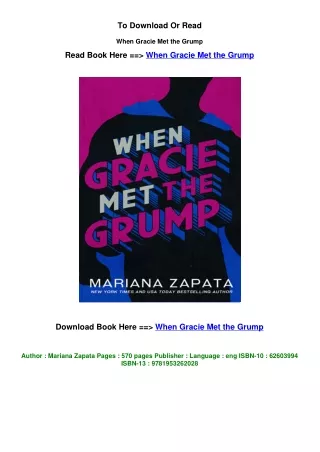 DOWNLOAD pdf When Gracie Met the Grump By Mariana Zapata
