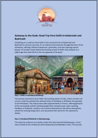 Gateway to the Gods and Road Trip from Delhi to Kedarnath and Badrinath