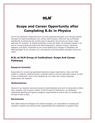 Scope and Career Opportunity after Completing B.Sc in Physics