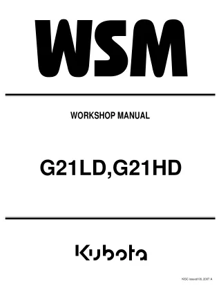 KUBOTA G21LD TRACTOR MOWER Service Repair Manual
