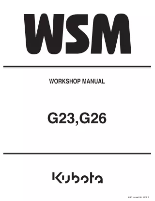 KUBOTA G23 RIDE ON MOWER Service Repair Manual