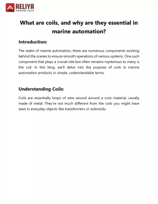 What are coils, and why are they essential in marine automation