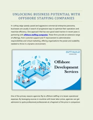 UNLOCKING BUSINESS POTENTIAL WITH OFFSHORE STAFFING COMPANIES