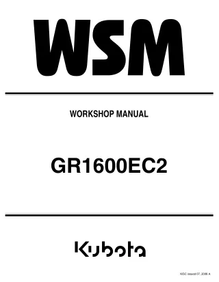 KUBOTA GR1600EC2 RIDE ON MOWER Service Repair Manual