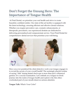 Don’t Forget the Unsung Hero: The Importance of Tongue Health