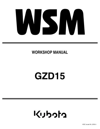 Kubota GZD15-HD Zero Turn Mower Service Repair Manual