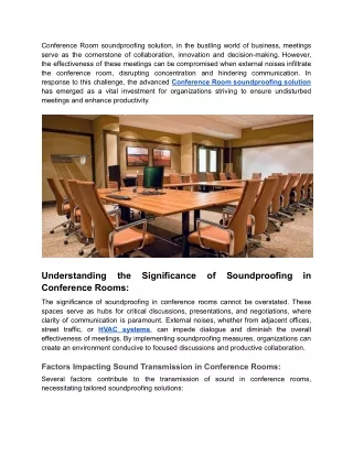 Undisturbed Meetings with Conference Room soundproofing solution