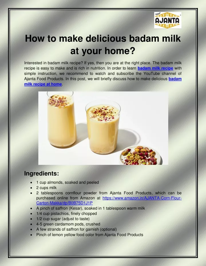 how to make delicious badam milk at your home