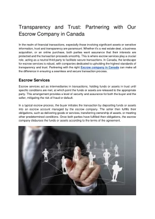 Transparency and Trust_ Partnering with Our Escrow Company in Canada